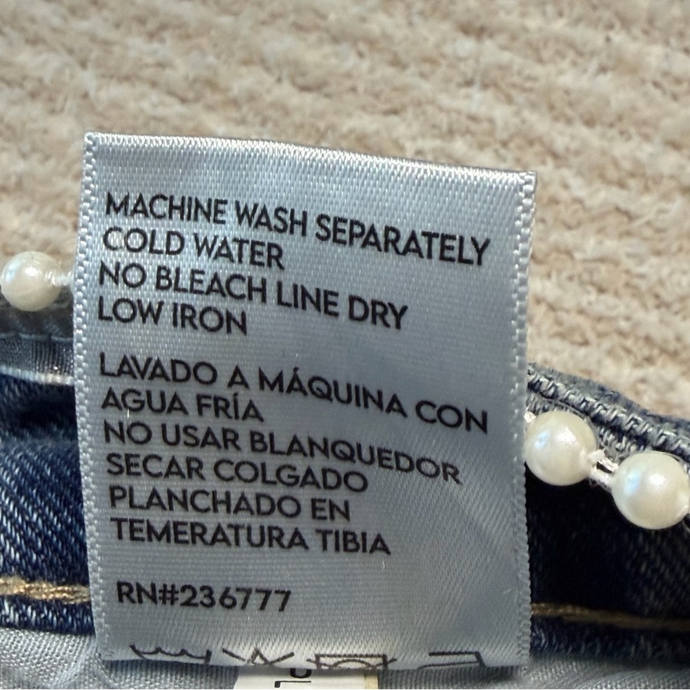 PTCL Pearl Waist Wide Leg Jeans 26 Low Rise Y2K Denim Cotton Blue - Picture 10 of 12
